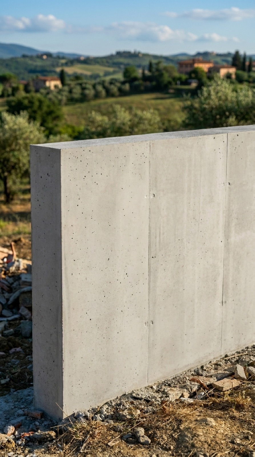 Muro de hormigón acabado con superficie lisa, densa y homogénea sin coqueras